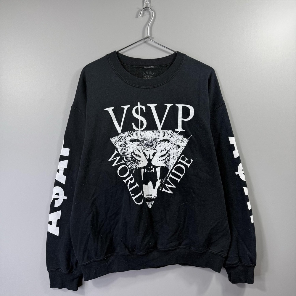 ASAP Worldwide Sweatshirt Mens Large Black V$VP A$AP Worldwide Graphic Pullover